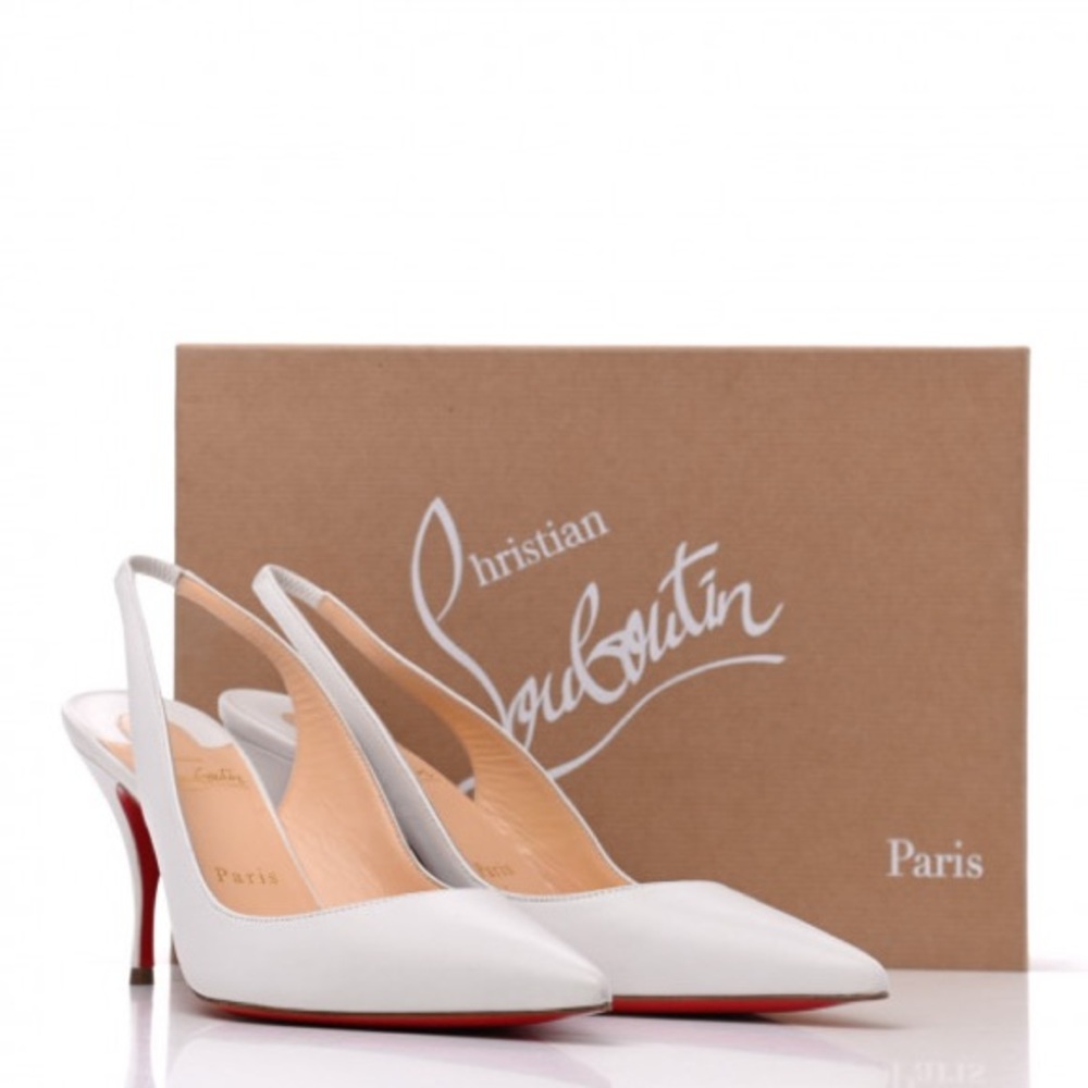 CHRISTIAN LOUBOUTIN Nappa Clare 80 Slingback Pumps 38 White